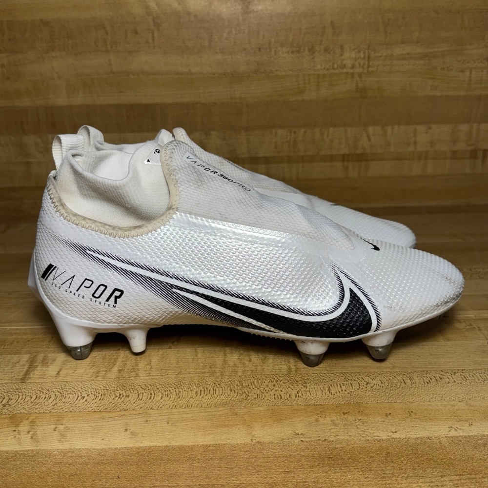 Nike Vapor Edge Pro 360 White Black Football Cleats CZ5574-100 Mens 10.5